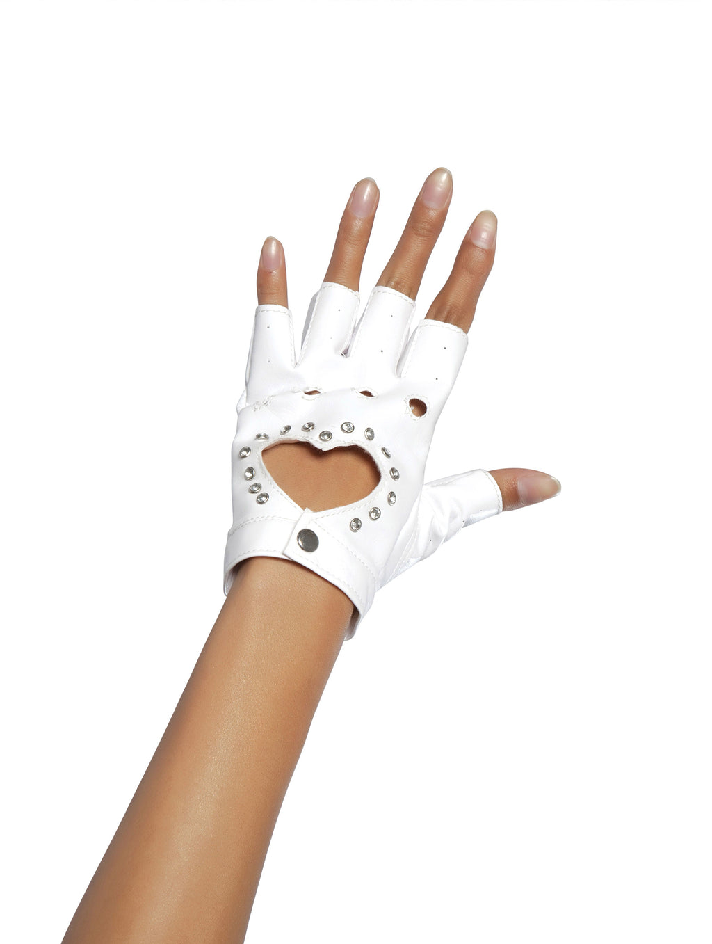 White Faux Leather Fingerless Gloves