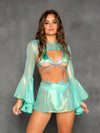 J. Valentine Flowing Fairy Bell Sleeve Shrug - Mint