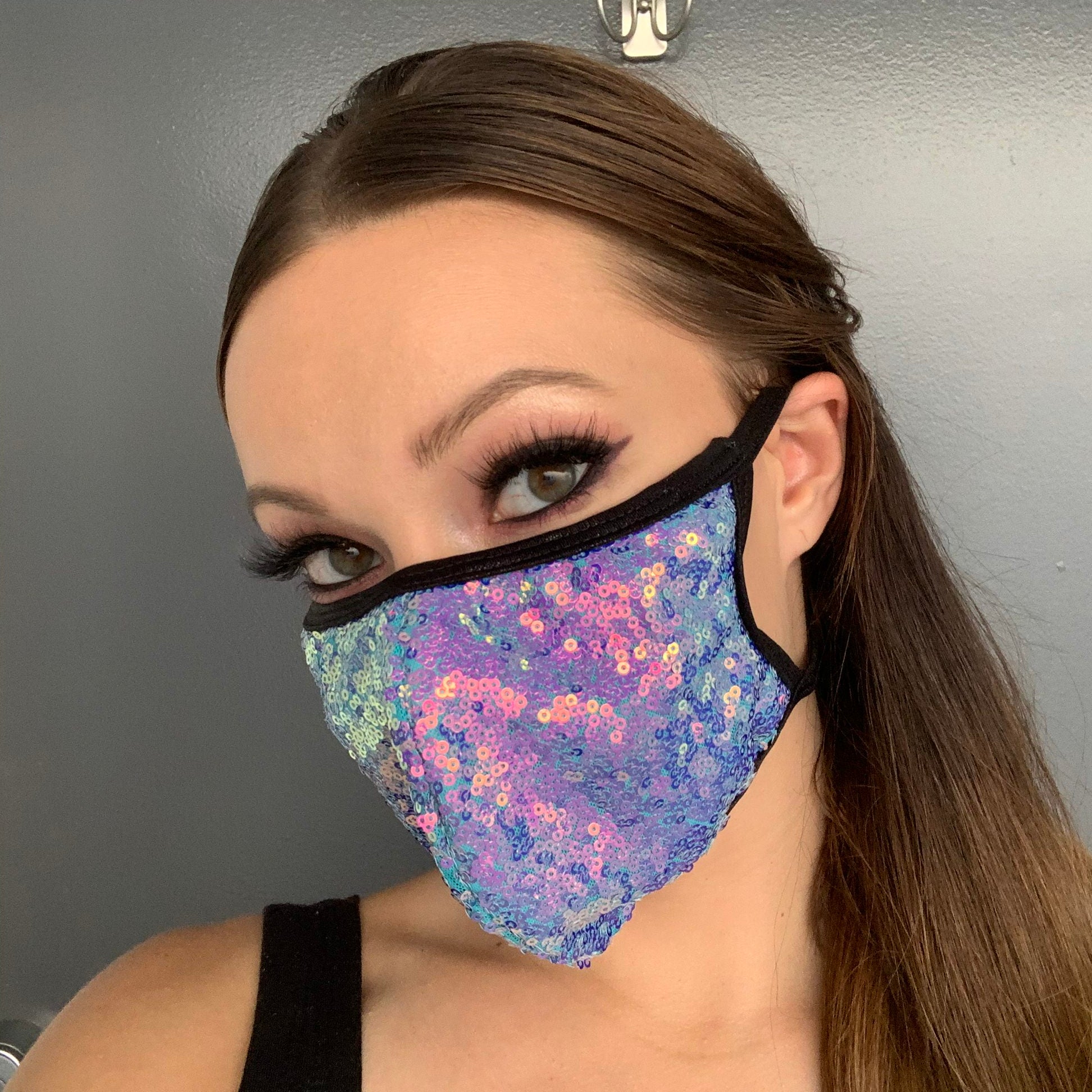 bassin universitetsstuderende porter Jade Babe Sequin Mask – Rave Bae Couture