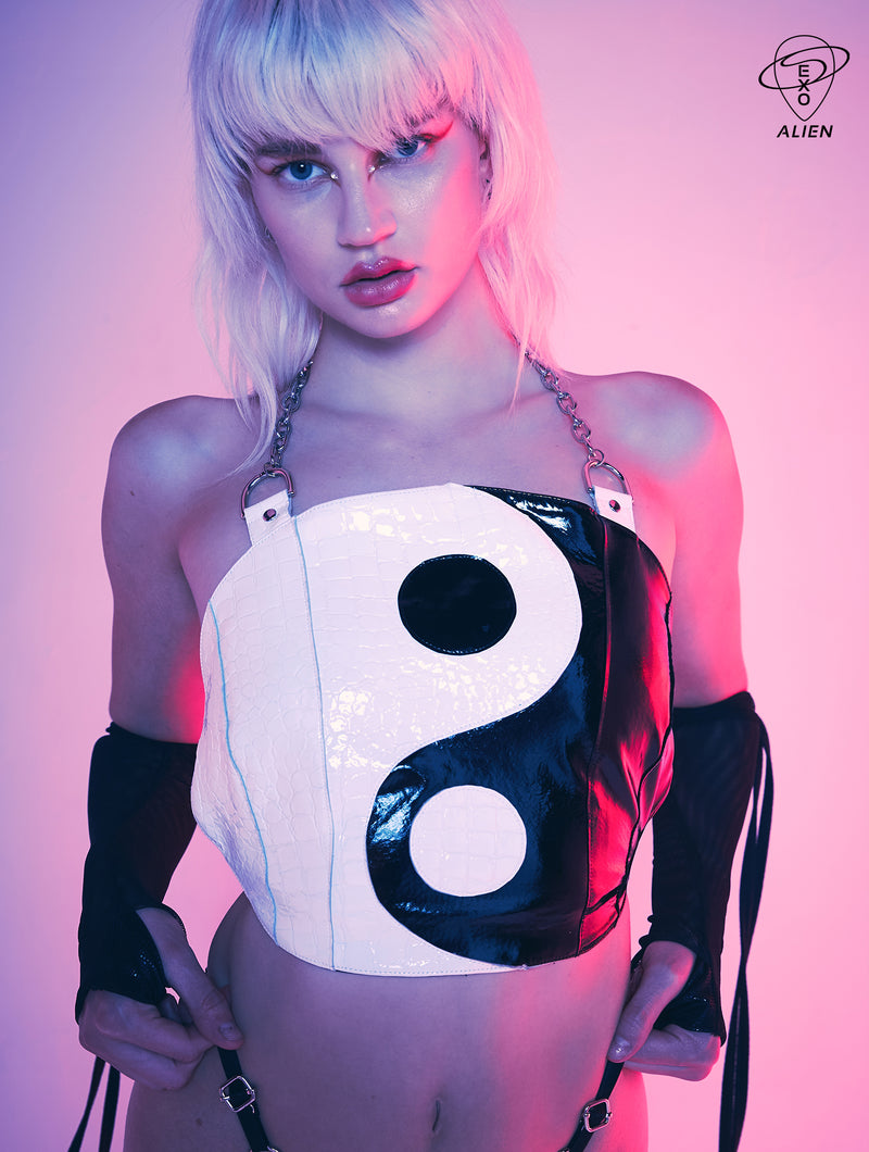 Ying-Yang Leather Top
